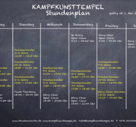 Kampfkunsttempel Wing Chun Jena Stundenplan