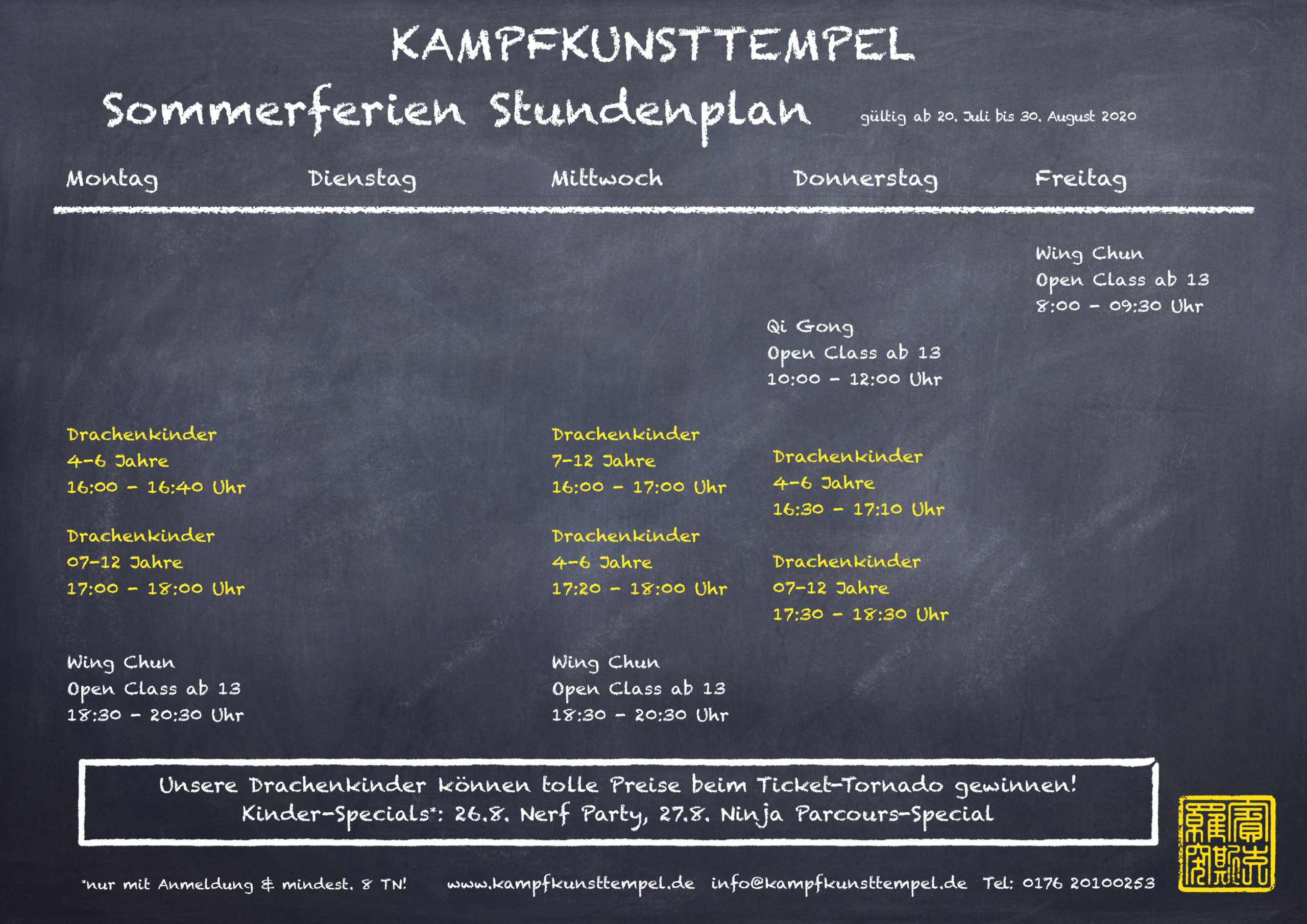Kampfkunsttempel Wing Chun Jena Sommerferienplan