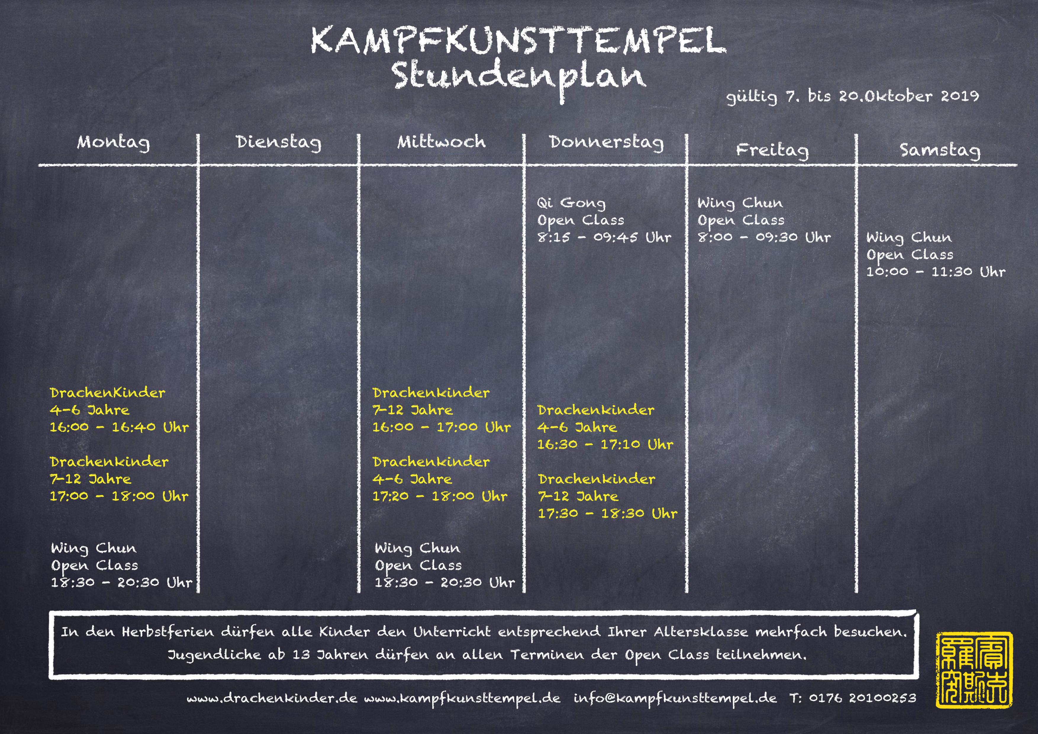 Kampfkunsttempel Jena Stundenplan Herbstferien